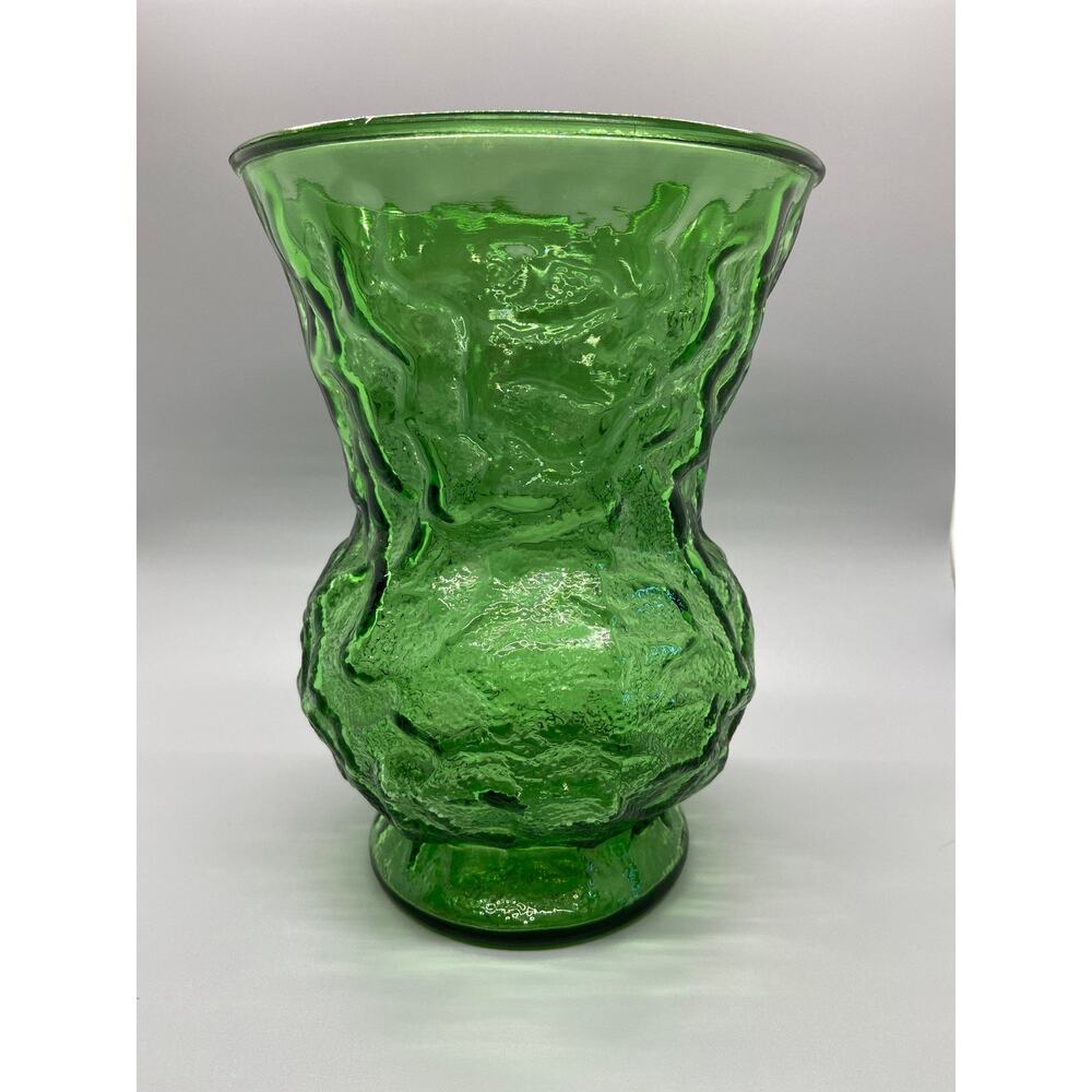 Vintage E. O. Brody Emerald Green Textured Flower Vase Made in USA